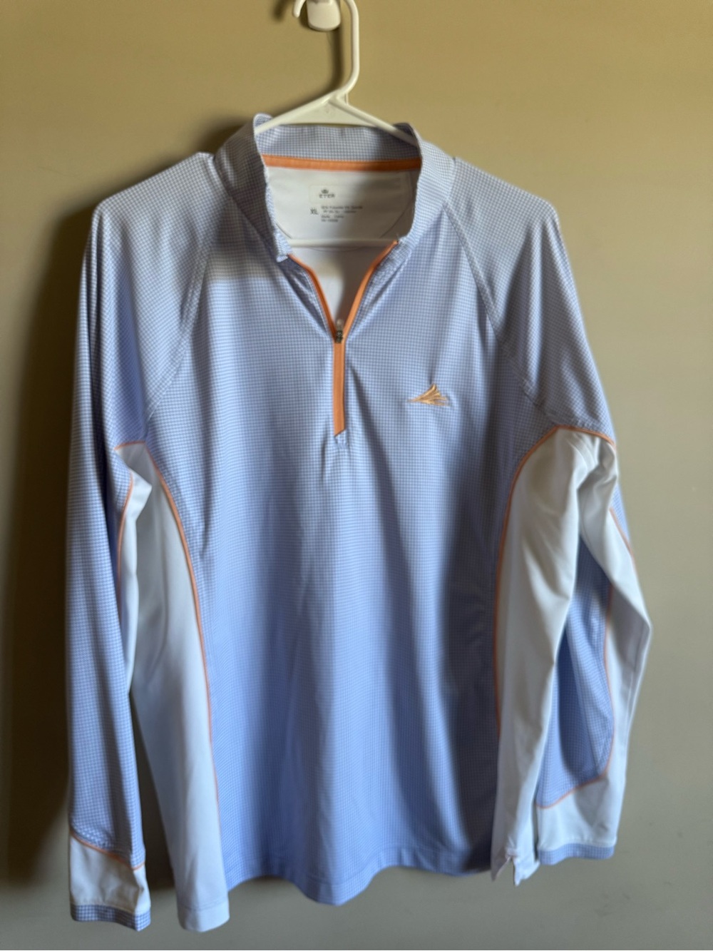 Peter Millar Blue Houndstooth UPF 50+ Quarter-Zip Pullover – XL